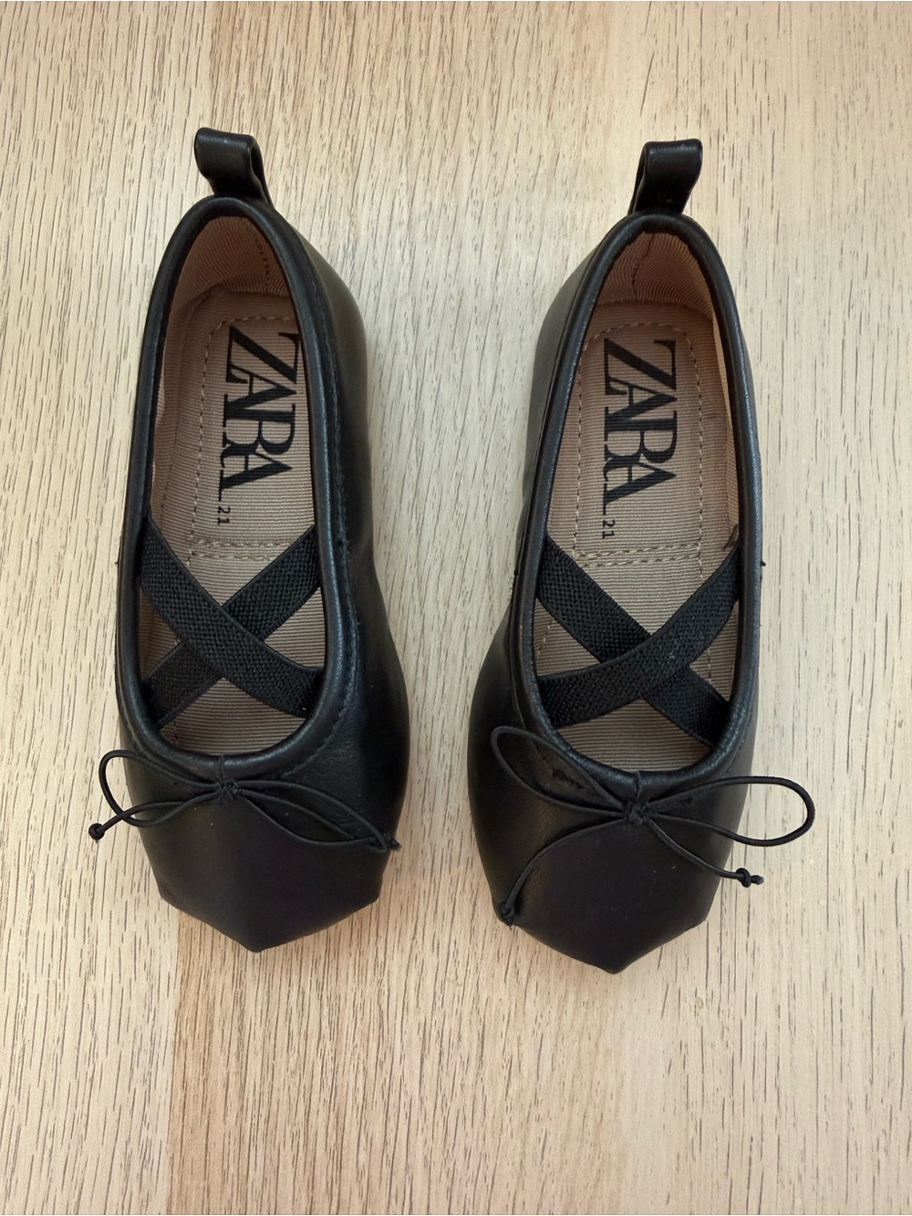 Zara Black Ballet Flats with Crisscross Straps